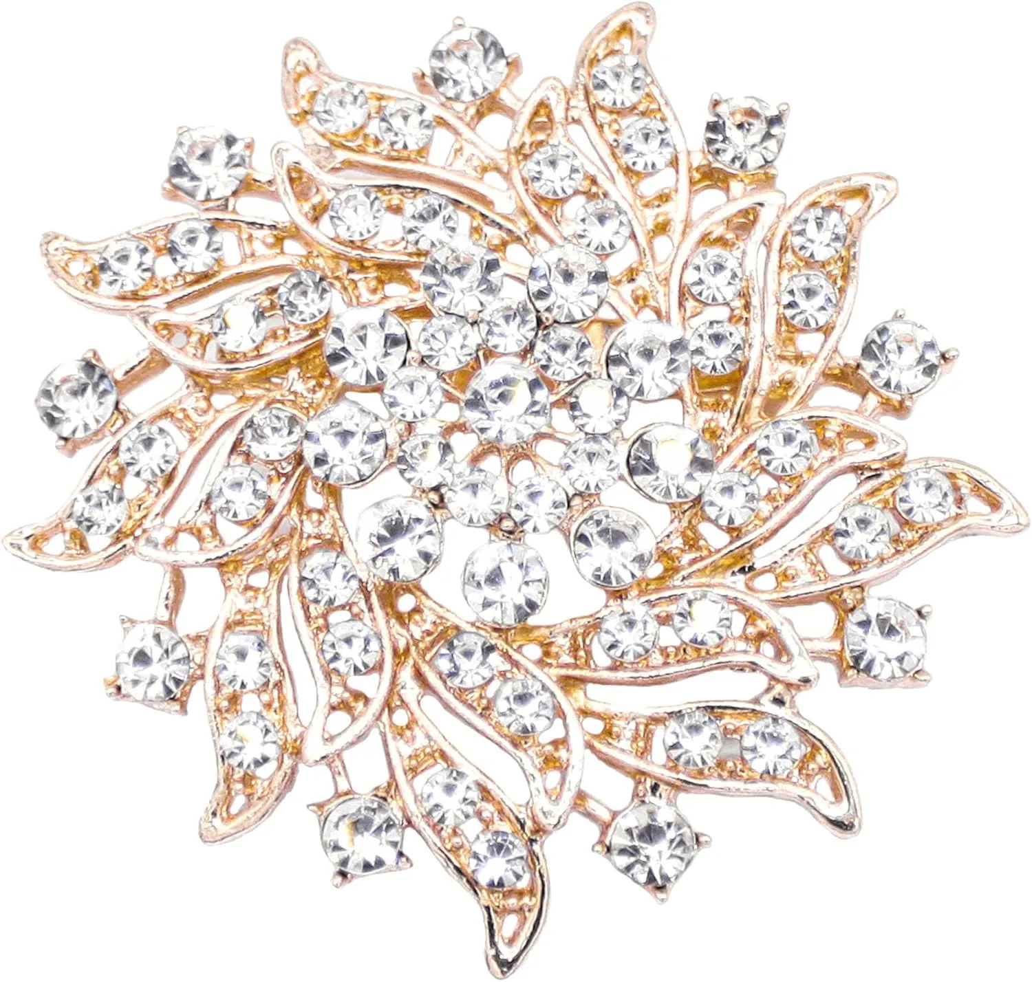 1 Pcs Jewelry Large Gold Rhinestone Floral Flower Brooch Pins Corsage Bouquet for Wedding Banquet Christmas Party Valentine's Day Gift for Women Men Bridal Wife Mom