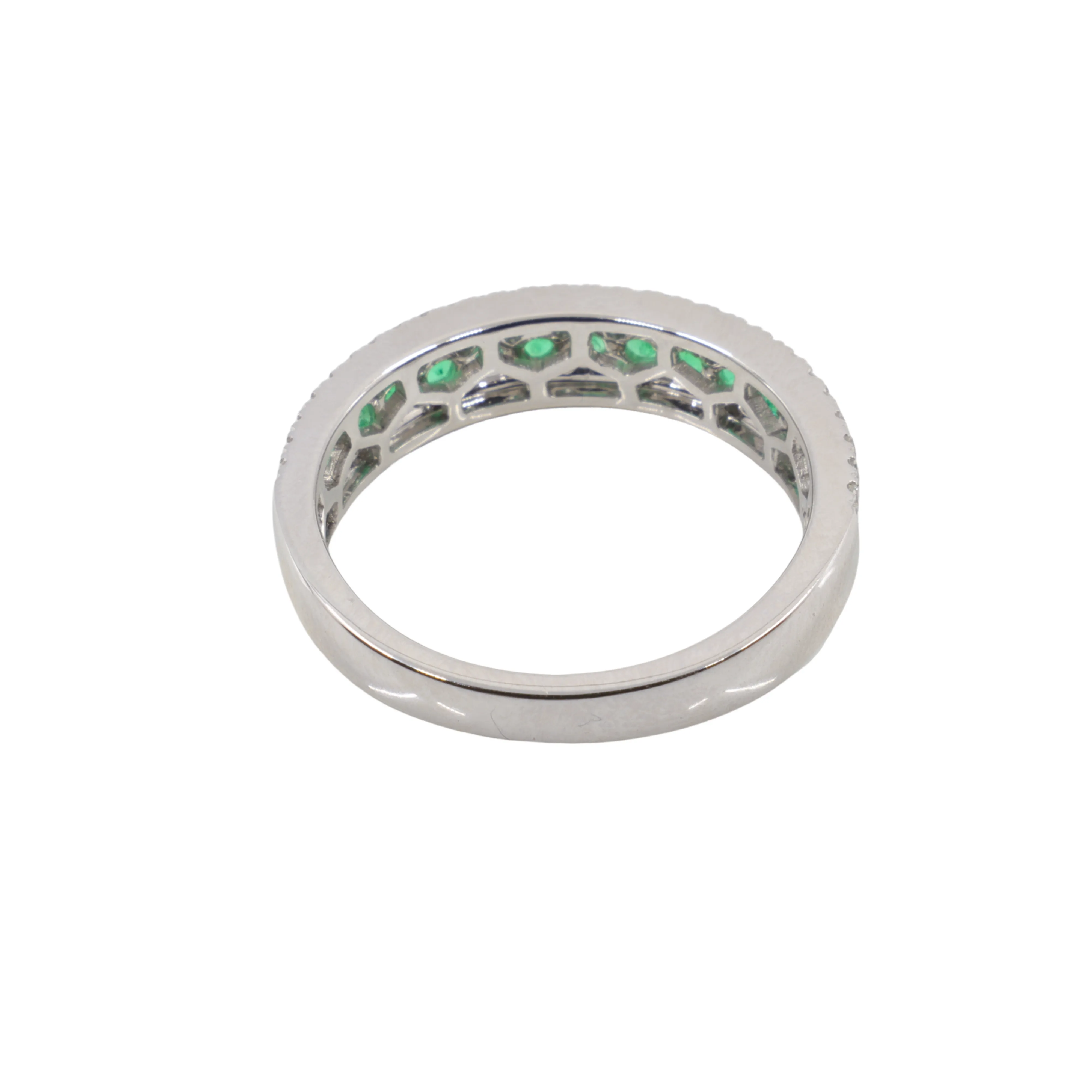 18K White Gold 0.53ct Emerald and Diamond Ring - 20753900