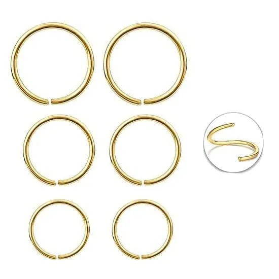 3 Pair Set Nose Rings Hoop Cartilage Small Hoops Earrings Set for Women Tragus Septum Helix Thin Multiple Piercing (14K Gold Filled, 5-6-7 mm | 3 Pairs/ 20 GA)