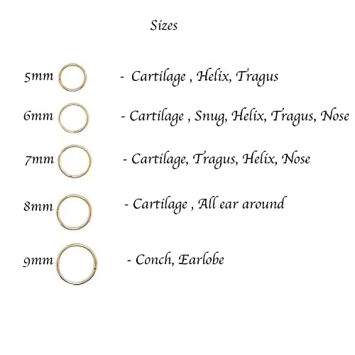 3 Pair Set Nose Rings Hoop Cartilage Small Hoops Earrings Set for Women Tragus Septum Helix Thin Multiple Piercing (14K Gold Filled, 5-6-7 mm | 3 Pairs/ 20 GA)