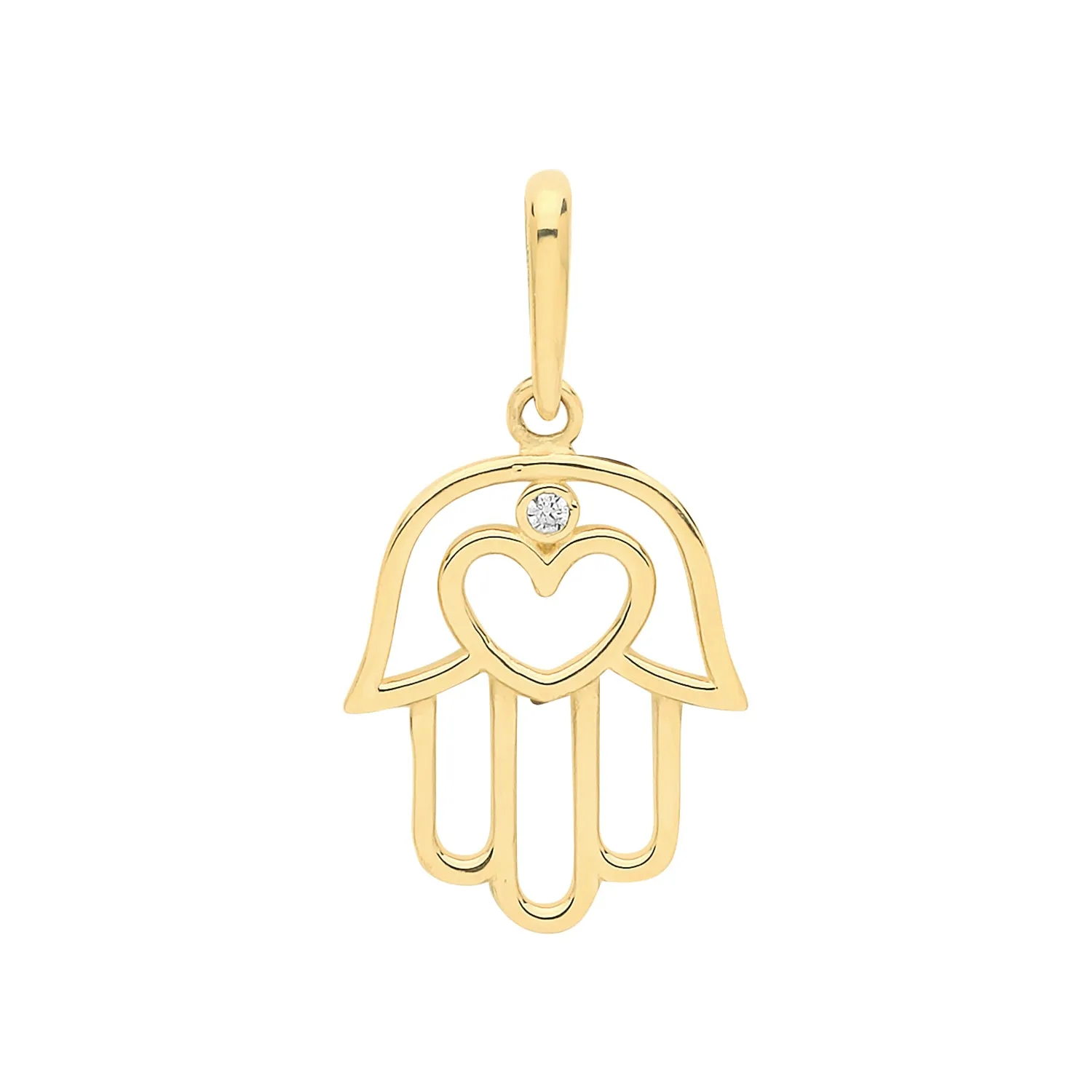 9CT GOLD CZ SET HAMSA PENDANT