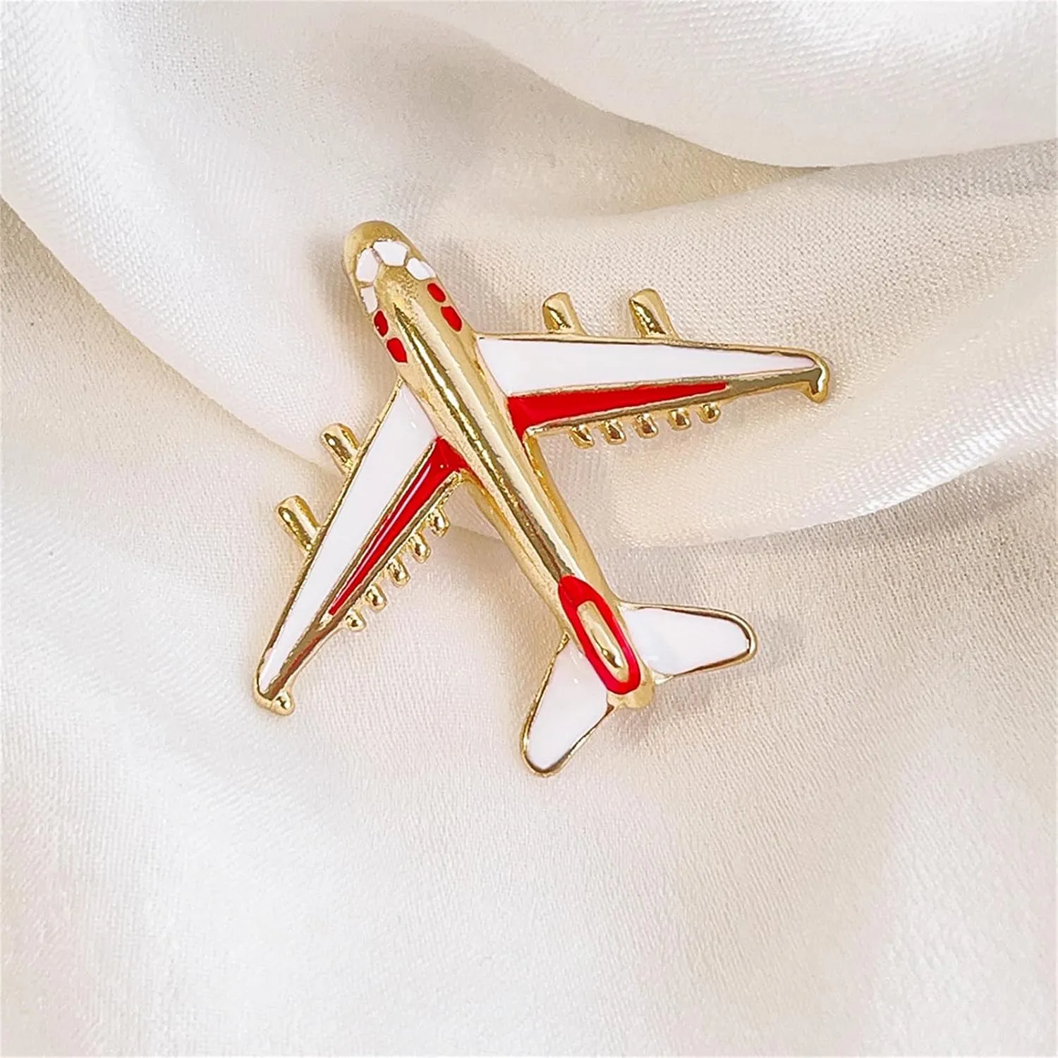 Airplane Brooch Pins Creative Enamel Red Blue Miniature Aircraft Plane Small Lapel Pin for Women Men Flight Attendant Aviator Pilot Traveller Holiday Party Dress Suit Hat Bag Jewelry Accessories