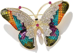 Butterfly Brooch Pin for Women Multi-Color Rhinestone Crystal Brooch Pin