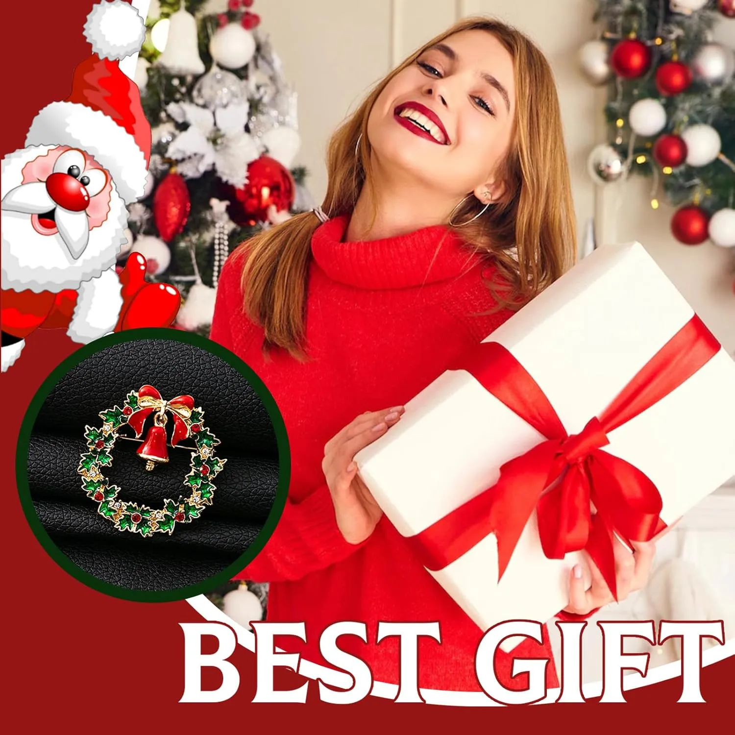 Christmas Pins and Brooches for Women Sparkly Rhinestones Christmas Tree Snowflake Bell Brooch Pin Christmas Jewelry Accessories Gifts Stuff