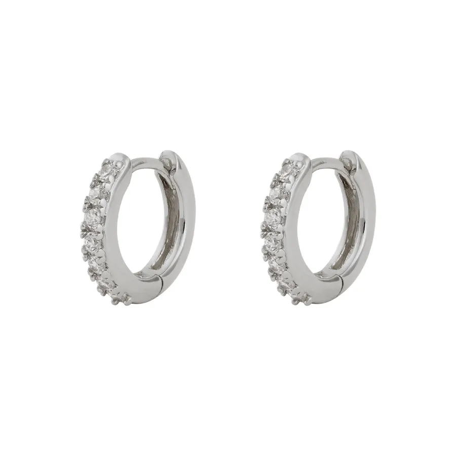 Classic Pave Silver 7mm Huggie Earrings