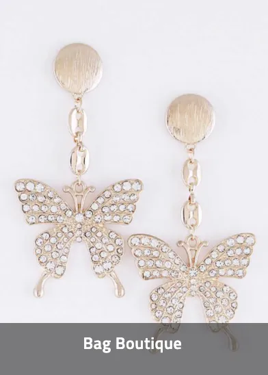 Crystal Butterfly Drop Earrings