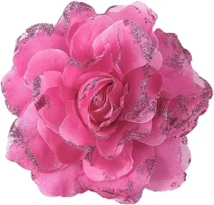 Dainty Rose Flower Brooches Fabric Flower Lapel Pins Extra Big Stage Performance Glitter Brooch Dancing Party Wedding Elegant Dress Clothes Corsage Accessories Valentine's Day Gifts 6.3