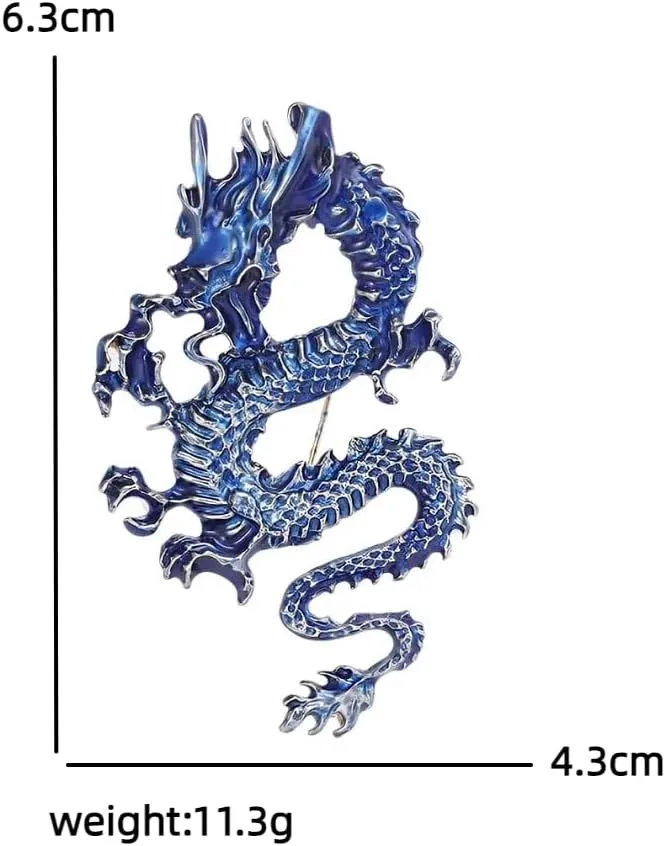 Dragon Brooch Pins for Women, Chinese Dragon Brooch Pin, Lucky Dragon Talisman Brooch Lapel Pin, Bohemian Dragon Brooches Pins for Women Hat Bag Suit Dress Accessories