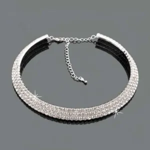 Elegant 3 Row Rhinestone Handmade Bridal Necklaces | Bridelily