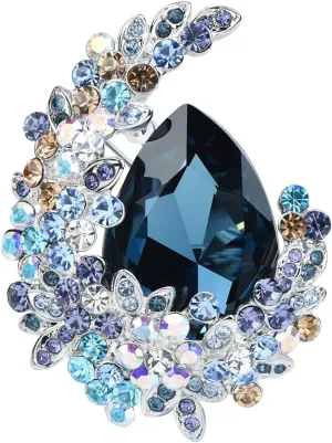 Elegant Crystal Flower Wreath Brooches Rhinestone Crystal Hollow Garland Floral Brooch Pins Bow Tie Necktie Dress Jewelry for Women Bridal