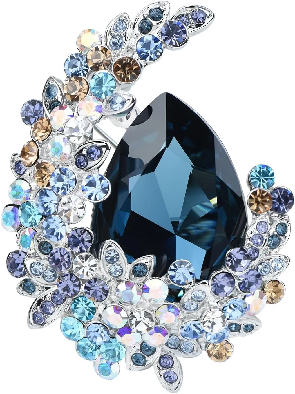 Elegant Crystal Flower Wreath Brooches Rhinestone Crystal Hollow Garland Floral Brooch Pins Bow Tie Necktie Dress Jewelry for Women Bridal