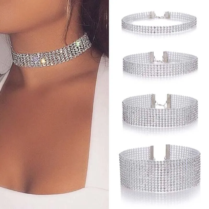 Fashion Full Crystal Short Wedding Necklaces | Bridelily