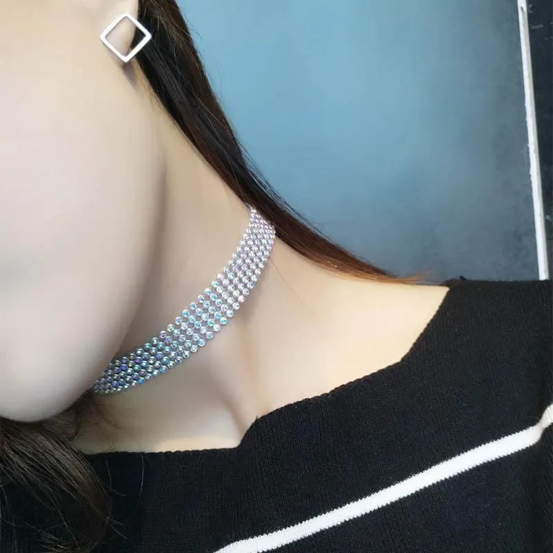 Fashion Full Crystal Short Wedding Necklaces | Bridelily