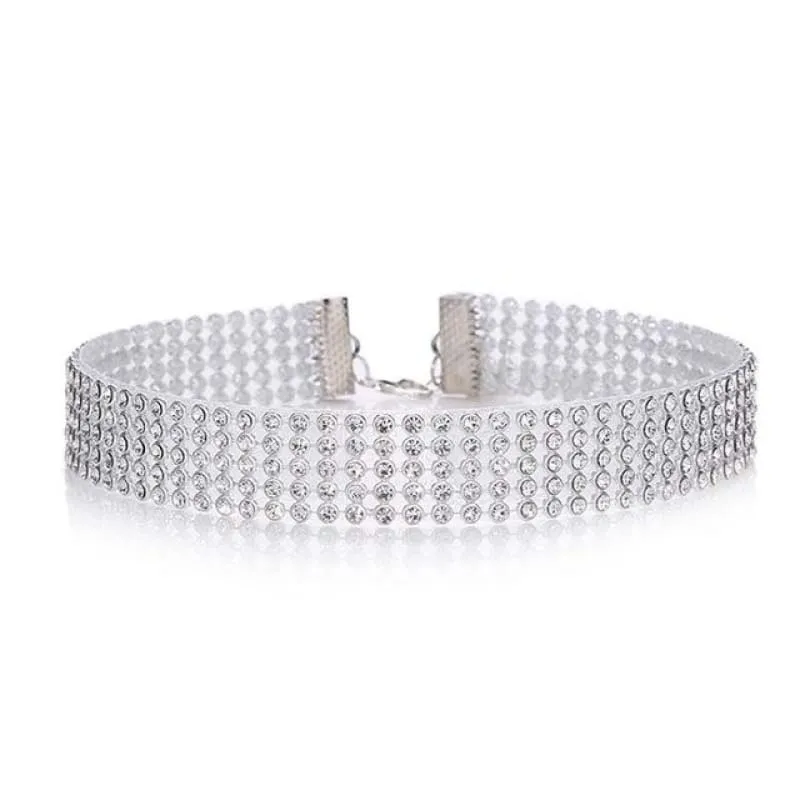 Fashion Full Crystal Short Wedding Necklaces | Bridelily