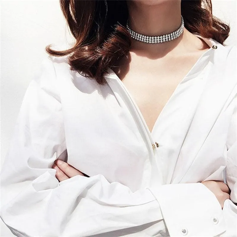 Fashion Full Crystal Short Wedding Necklaces | Bridelily