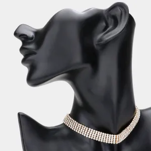 iLLASPARKZ 5-Row Rhinestone Pave Evening Choker Necklace