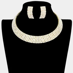 iLLASPARKZ 5Rows Crystal Rhinestone Choker Cuff Necklace