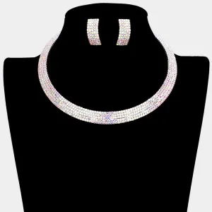 iLLASPARKZ 5Rows Rhinestone Pave Choker Necklace