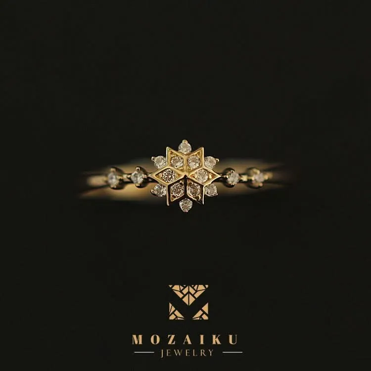 Mozaiku Winter Sparkle Pale Gold Ring