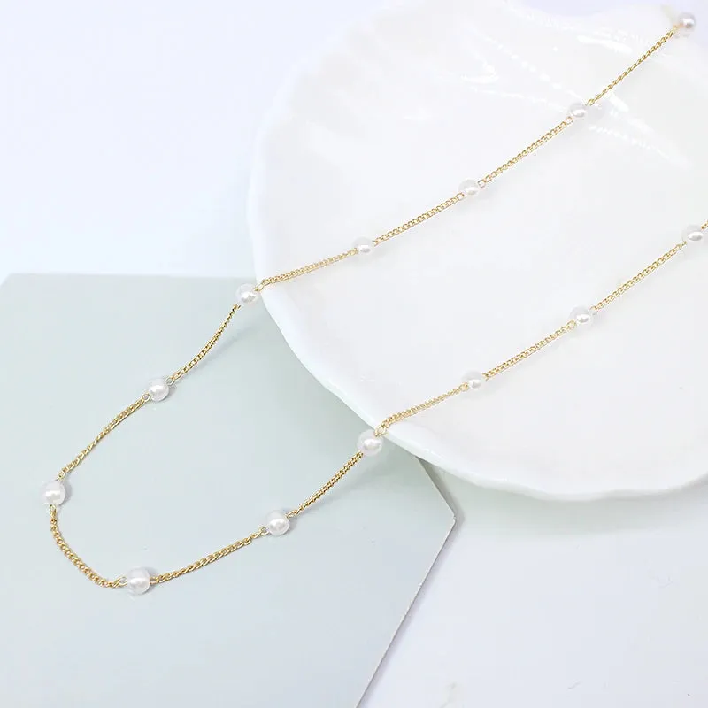 New Beads Women's Neck Chain Kpop Pearl Choker Necklace Gold Color Goth Chocker Jewelry On The Neck Pendant 2021 Collar For Girl