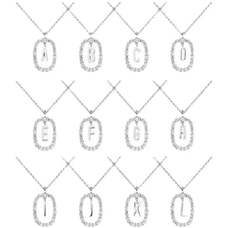 New Fashion 925 Sterling Silver Monogram Necklace Initial Pendant Choker Party Gift Women's Fine Jewelry Free Shipping