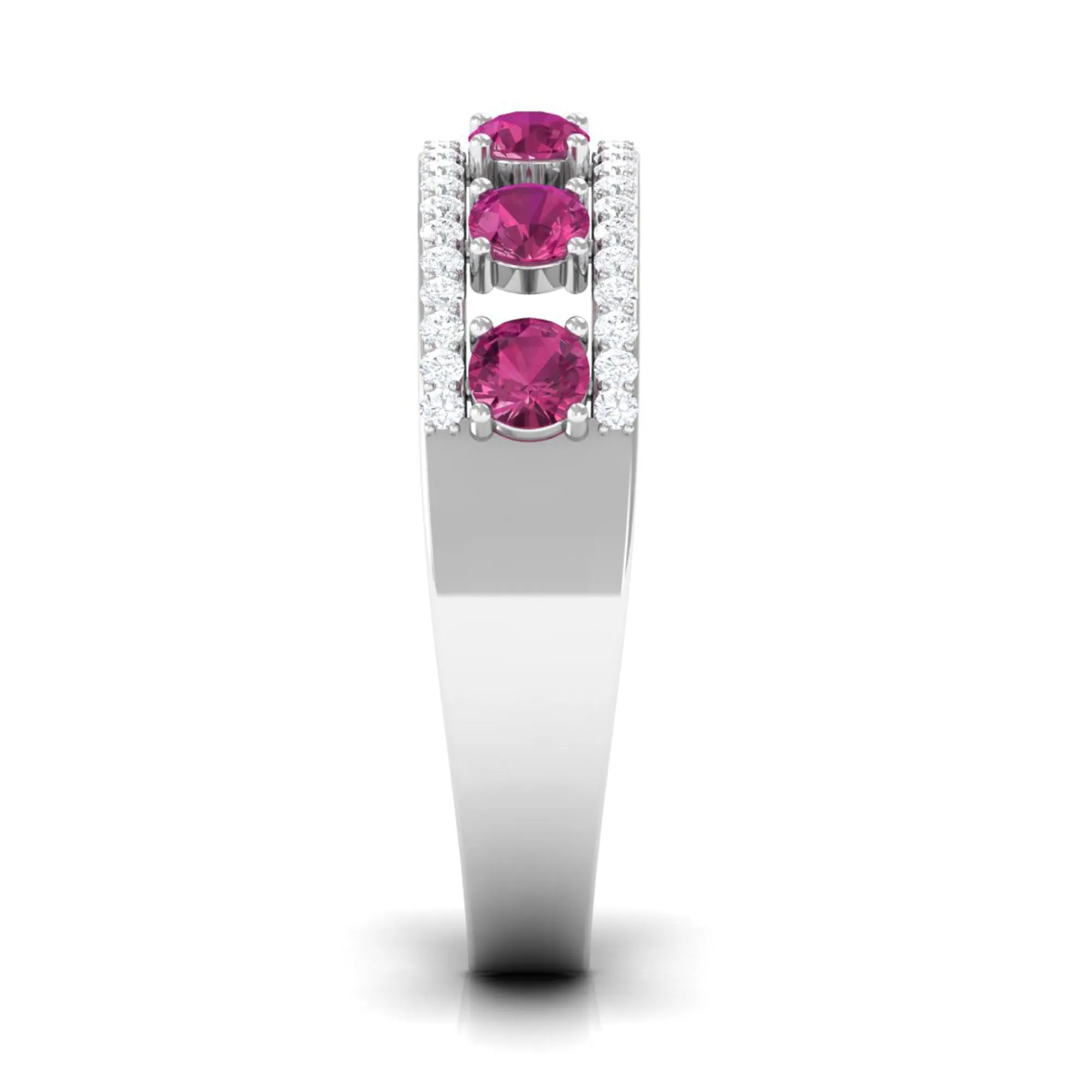 Pink Tourmaline Anniversary Ring with Diamond