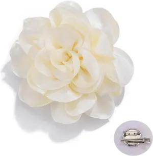 Ronglry Large Flower Brooches for Women Dainty Fabric Rose Flower Brooches Lapel Pins Big Flower Pins for Clothes Camellias Flower Hair Clip and Brooch Pin for Women Wedding Party Dress Accessories Jewelry Gifts