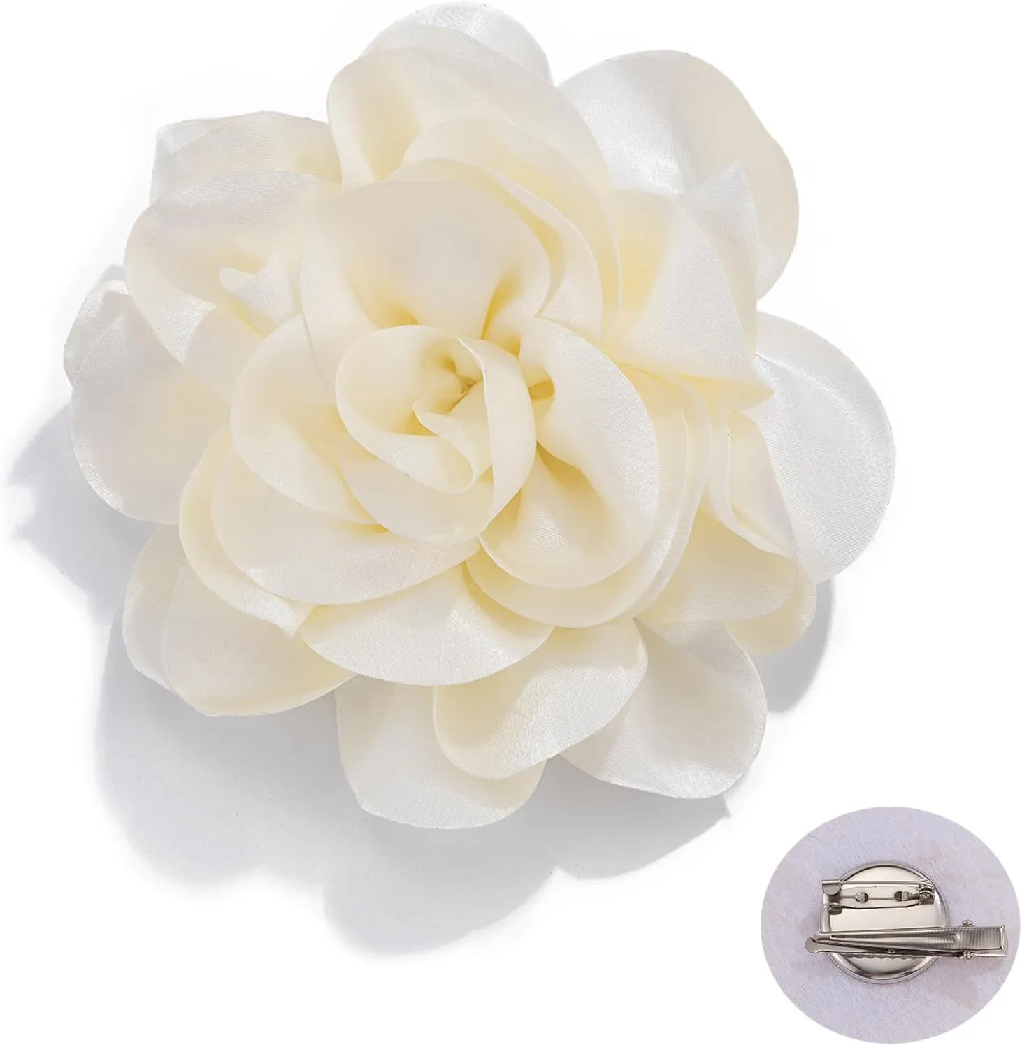 Ronglry Large Flower Brooches for Women Dainty Fabric Rose Flower Brooches Lapel Pins Big Flower Pins for Clothes Camellias Flower Hair Clip and Brooch Pin for Women Wedding Party Dress Accessories Jewelry Gifts