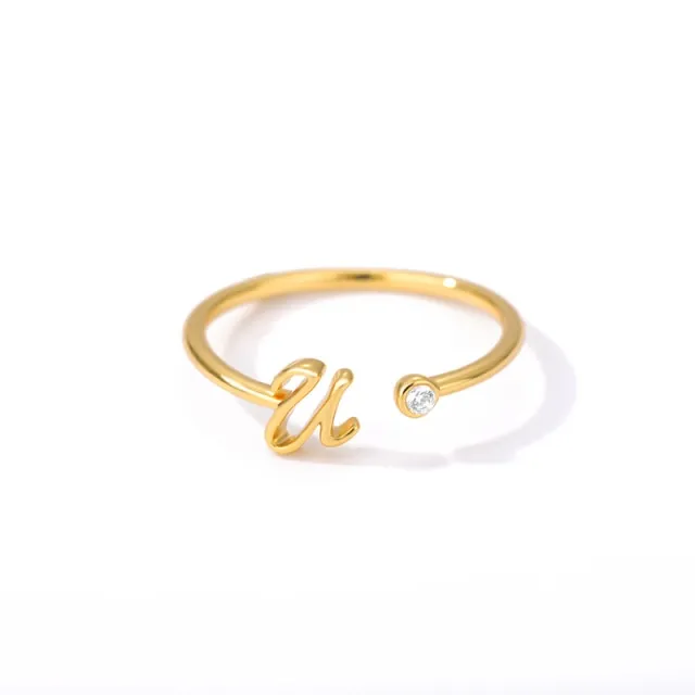 Stainless Steel A Z 26 Letters Rings for Women Tiny Wedding Ring Alphabet Crystal Initial Rings Finger Jewelry Accessories Gift|Rings|