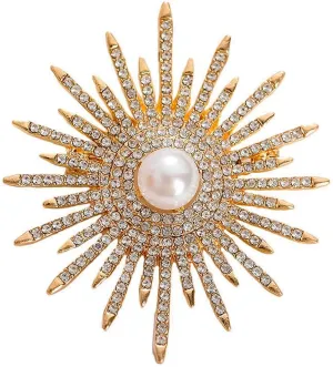 Sunflower Brooch Pins for Women,Pearl Brooch Pins,Rhinestones Crystal Brooches,Flower Brooches for Women,Flower Lapel Pin,Pearl Pins for Lanyards Backpacks Clothes Hats Jackets