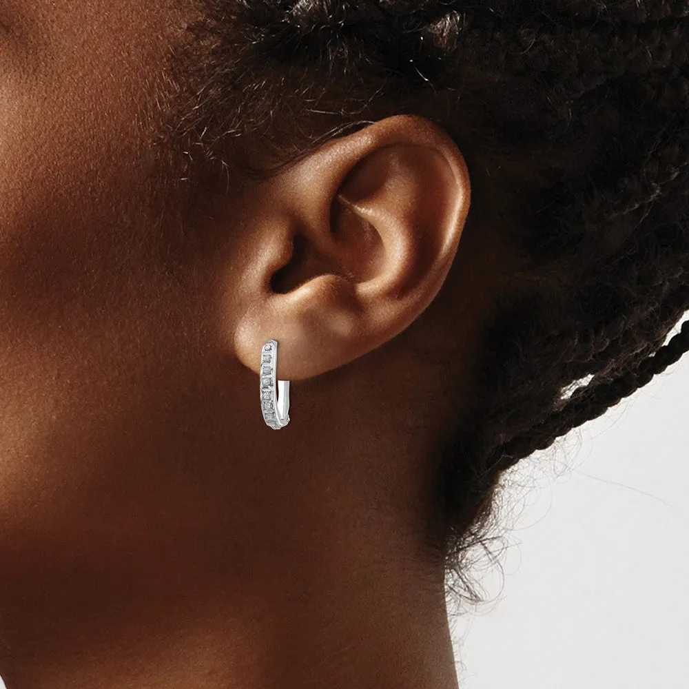 White Gold Diamond Fascination Hoop Earrings - Model DF141