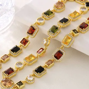 Women Girls Multi Colored Sparkly-قلادة من الذهب