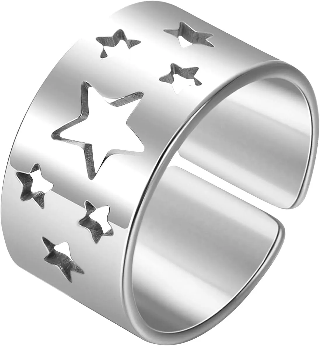 Women Trendy Statement Y-2K Jewelry Hollow Out Star Heart Rings For Women Men Splice Open Adjustable Couples Rings