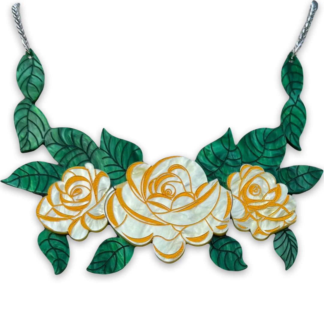 Yellow rose - necklace - Set of 2